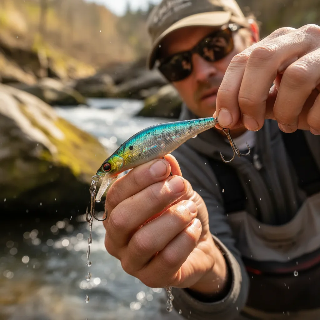 Angler inspecting lure selection