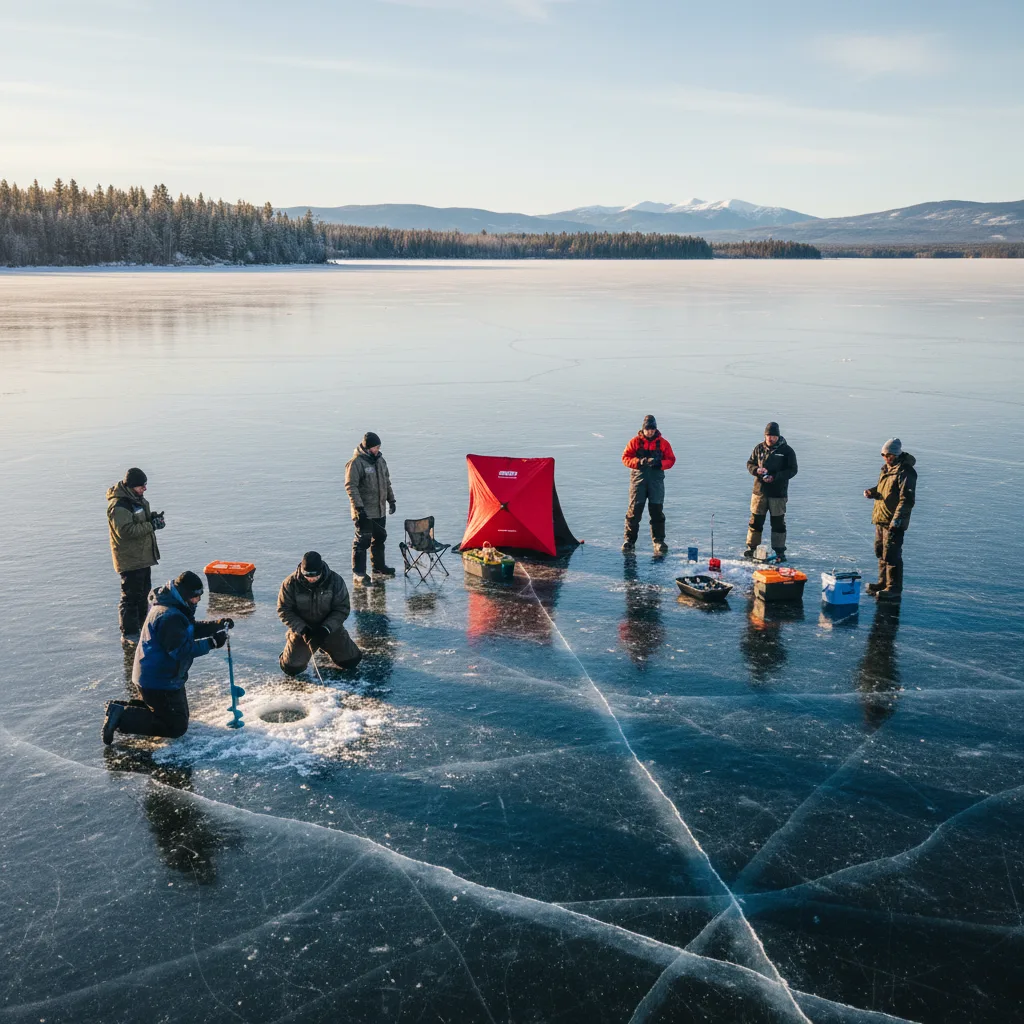 Anglers during the season's first ice outing