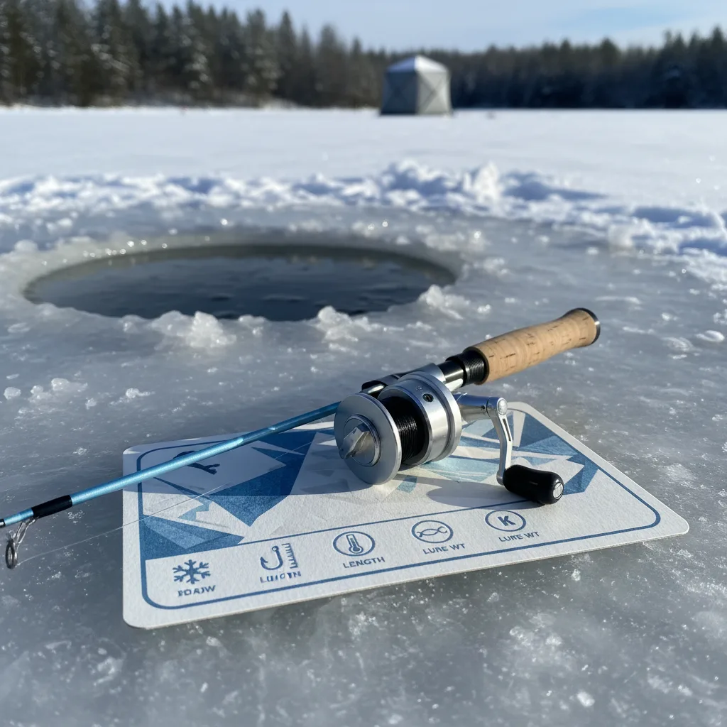 Ice fishing rod in closeup review focus